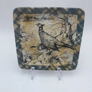 Certified International Susan Winget Square Pheasant Plate 6 wildlife Dessert